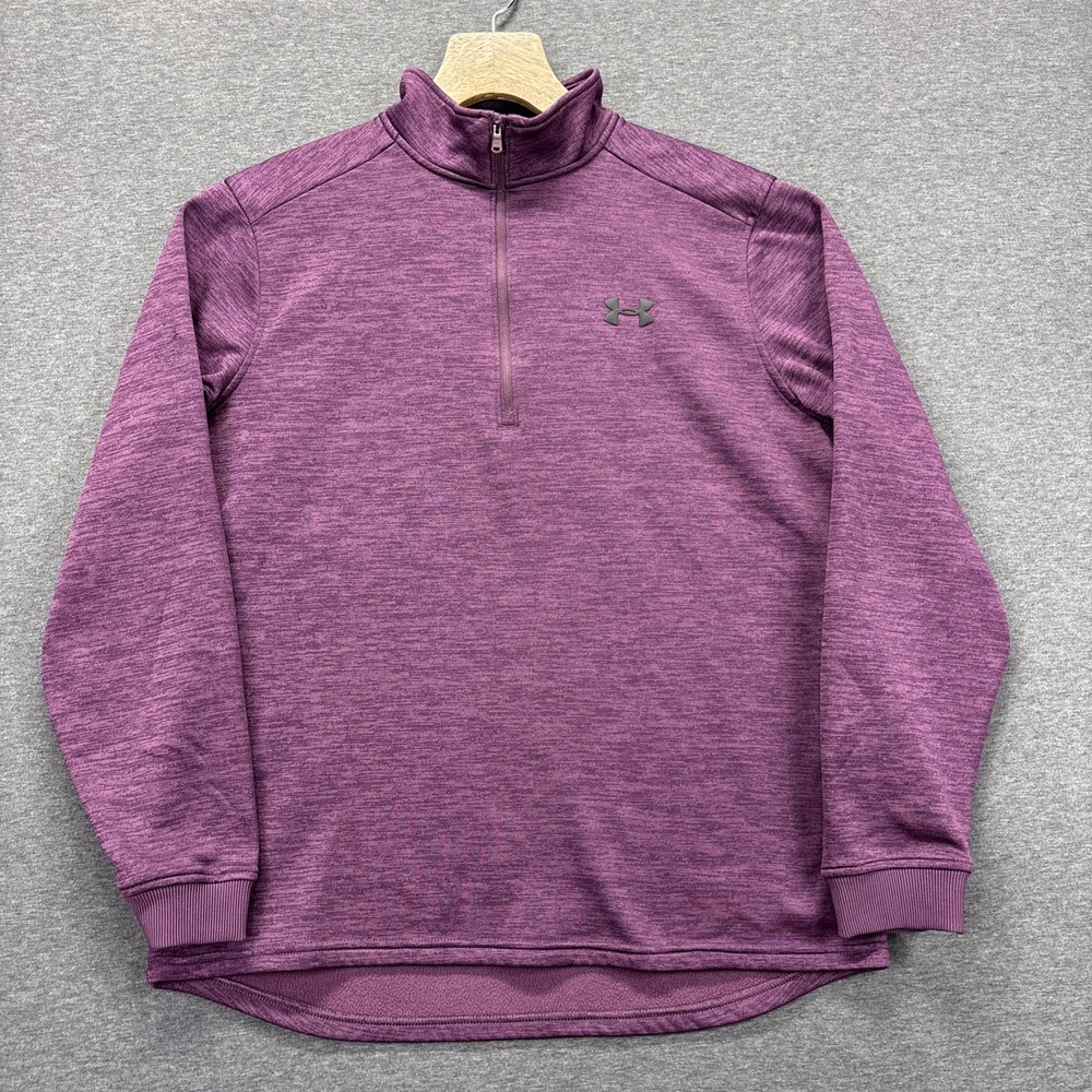 Under Armour Fleece 1/2 Zip Mens L Pullover Purple Cold Gear Performance 1320745